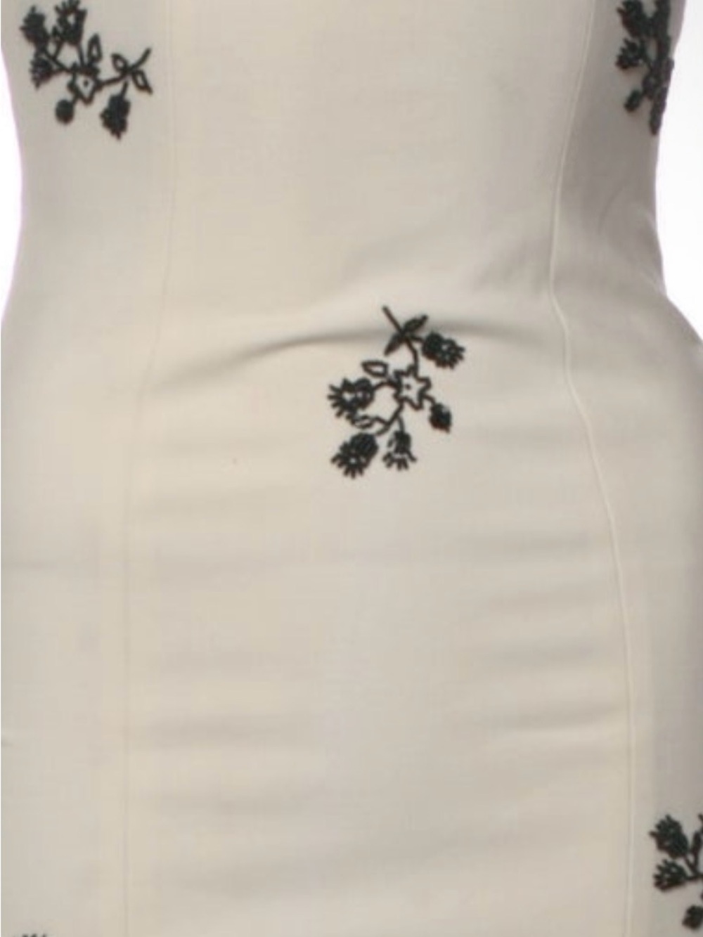 cinq a sept Cream Long-Sleeve Fitted Dress with Black Floral Appliqué sheer 4 - Picture 4 of 4